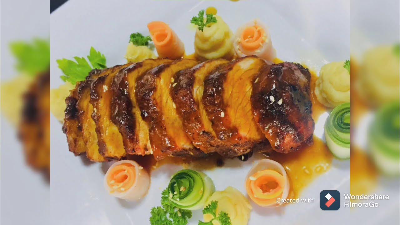 MAIN ENTREE BAKED PORK W/ ESPAGNOLE SAUCE & W/ SHAVED DAIKONCARROT