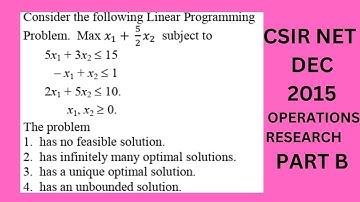 CSIR NET DEC 2015 | OPERATIONS RESEARCH | PART B | ALTERNATE OPTIMUM | INFINITELY MANY OPTIMAL SOLN
