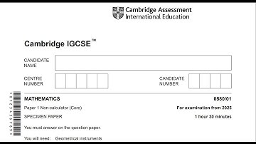 IGCSE MATHS SPECIMEN PAPER 1 Q 17 to 23 (2025)