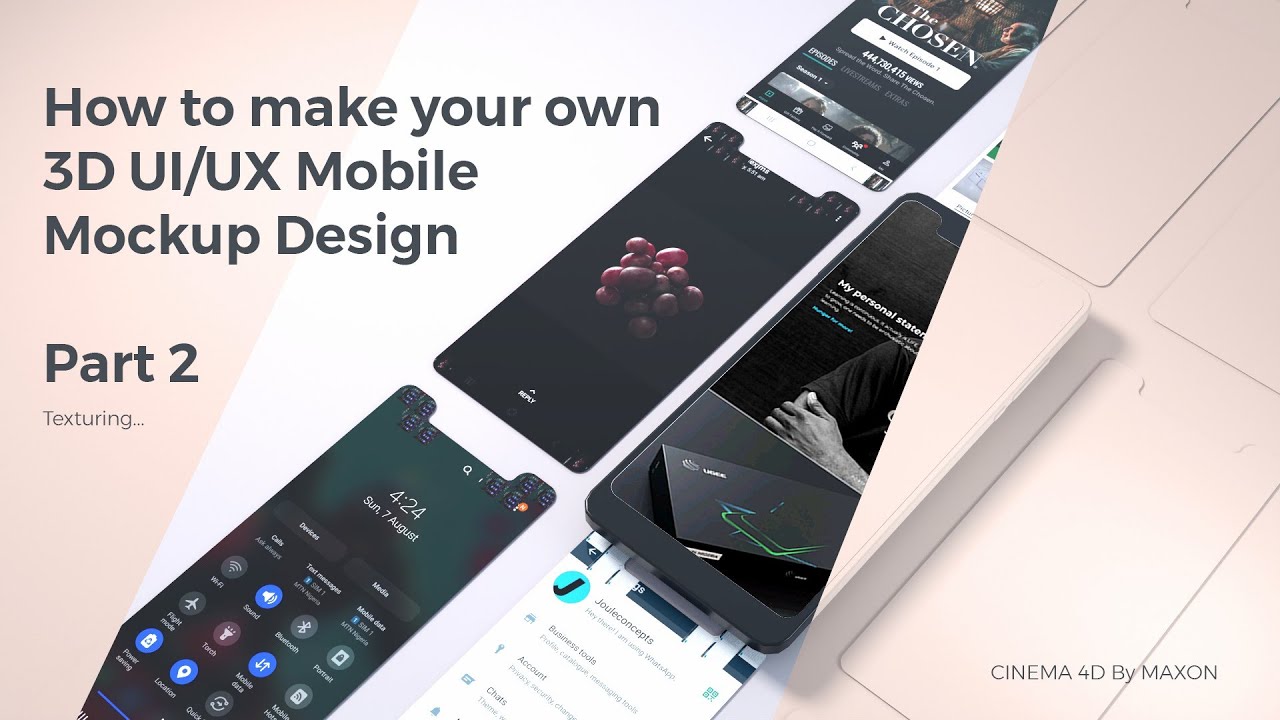 Cinema 4D: How to make your own 3D UIUX Mobile Mockup Design - Part 2 ...