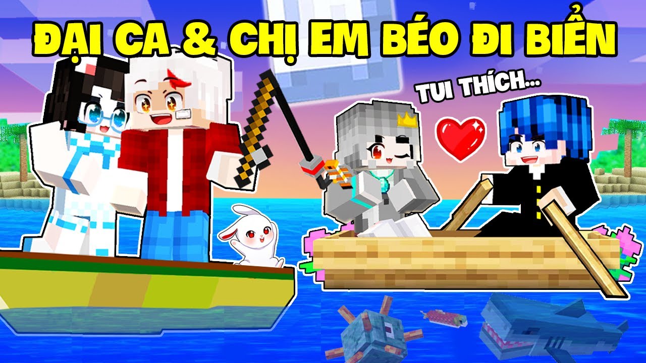 Kairon Và Phong Cận Đại Ca 1 Ngày Dẫn Simmy Và Sammy Béo Phì Đi Biển Trong Minecraft 🐇