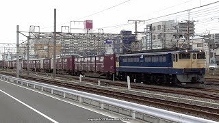 JR貨物　EF65 2101号機が牽引する5087ﾚ貨物列車を吹田駅西側付近で撮影（R1.8.31)