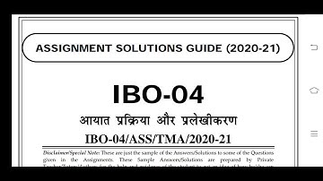 IBO 04 Ignou Solved Assignment 2020-21