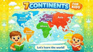 7 continent map learning for kids #knowledge #earth #english #kidslearning #geography