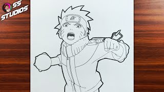 Anime drawing | how to draw Naruto Uzumaki step-by-step screenshot 5