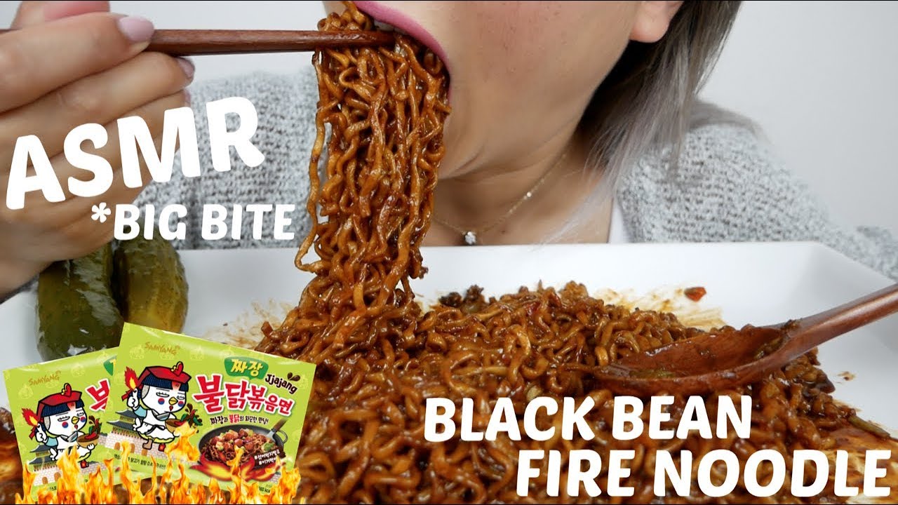JJAJANG Black Bean FIRE NOODLES | ASMR *BIG BITE Eating Sounds | N.E Let's Eat