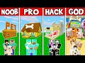 Minecraft: FAMILY PET SHOP HOUSE BUILD CHALLENGE - NOOB vs PRO vs HACKER vs GOD in Minecraft