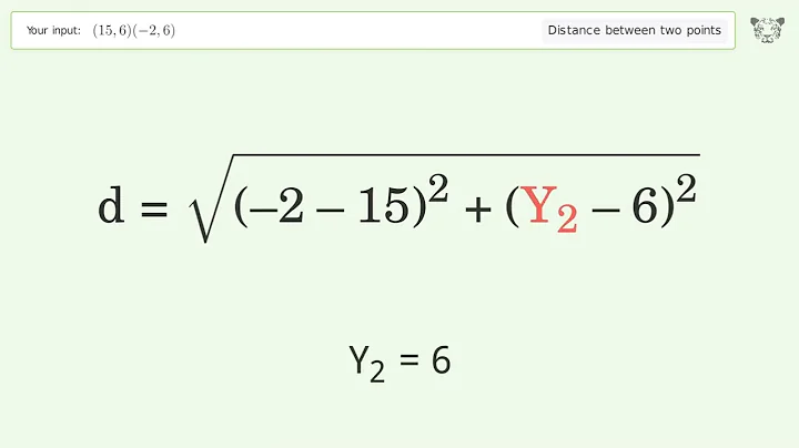 Find the distance between two points p1 (15,6) and p2 (-2,6): Step-by-Step Video Solution