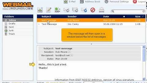 How to open an email message in RoundCube