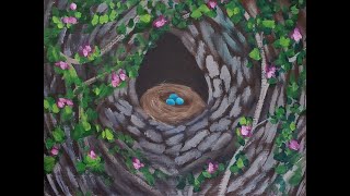 EASY Robin's Eggs In Nest Acrylic Step-By-Step Painting Tutorial Robin Egg Tutorial