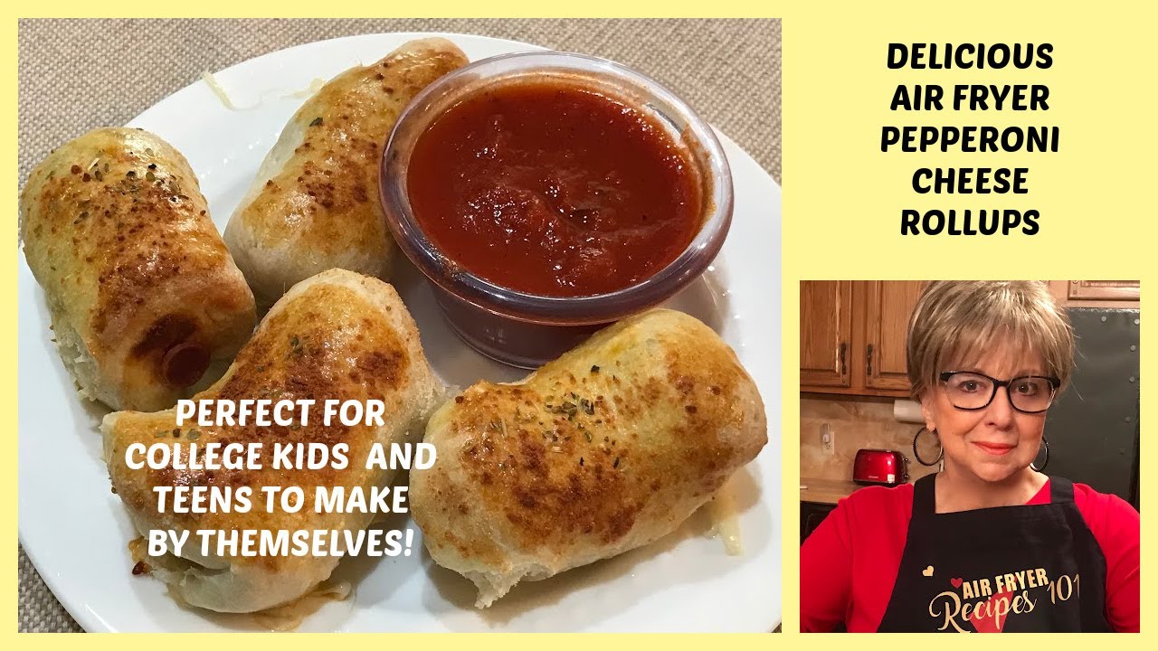 These Easy, Cheesy Delicious AIR FRYER PEPPERONI CHEESE ROLL UPS can