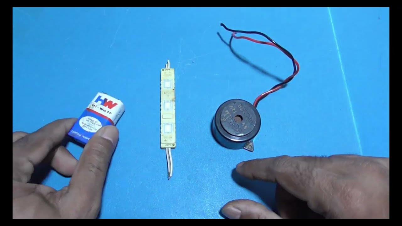 How to connect led lights to 9v battery and buzzer project for students