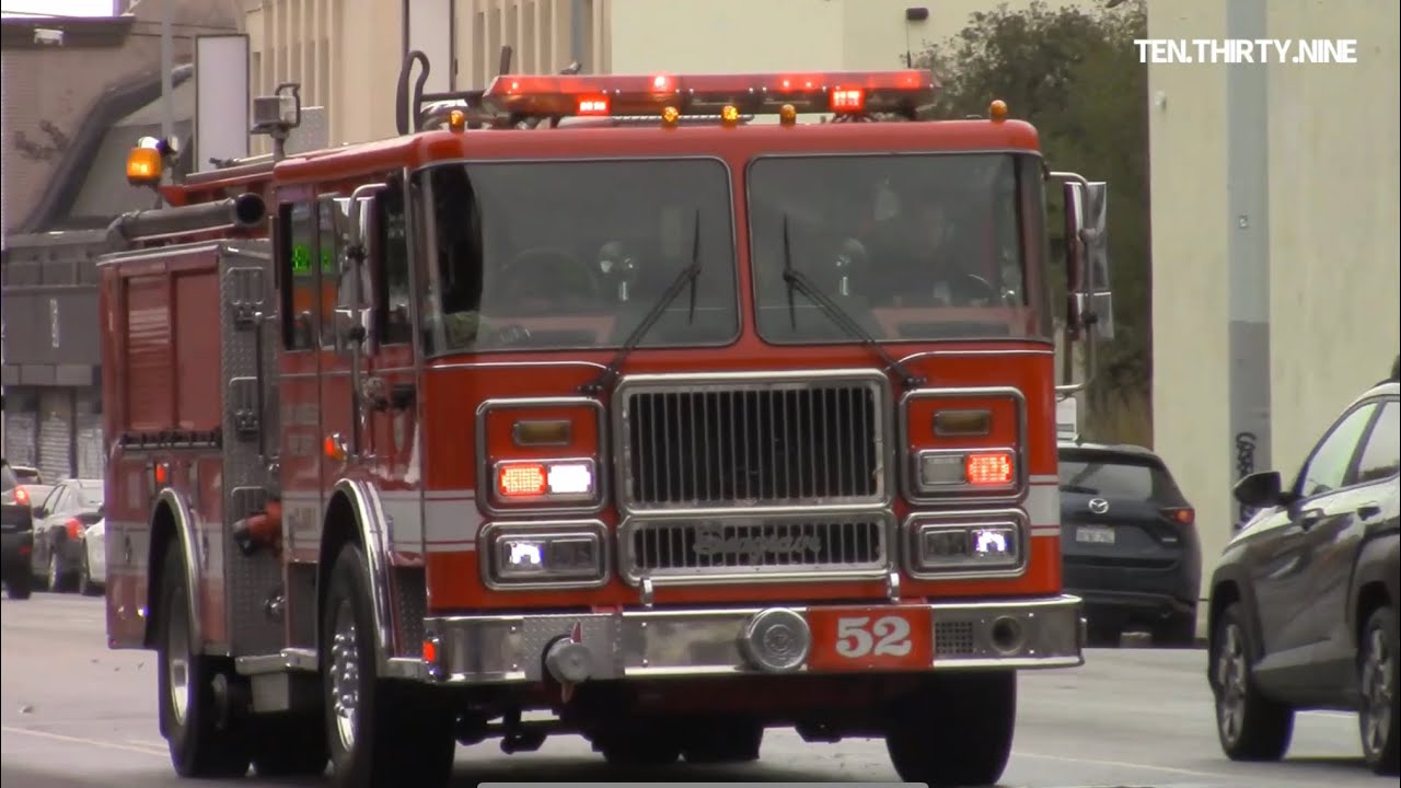 LAFD ENGINE 52, RESCUE 52 RESPONDING - YouTube