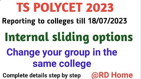 TS POLYCET 2023 Internal sliding options group change in the same college POLYCET admissions