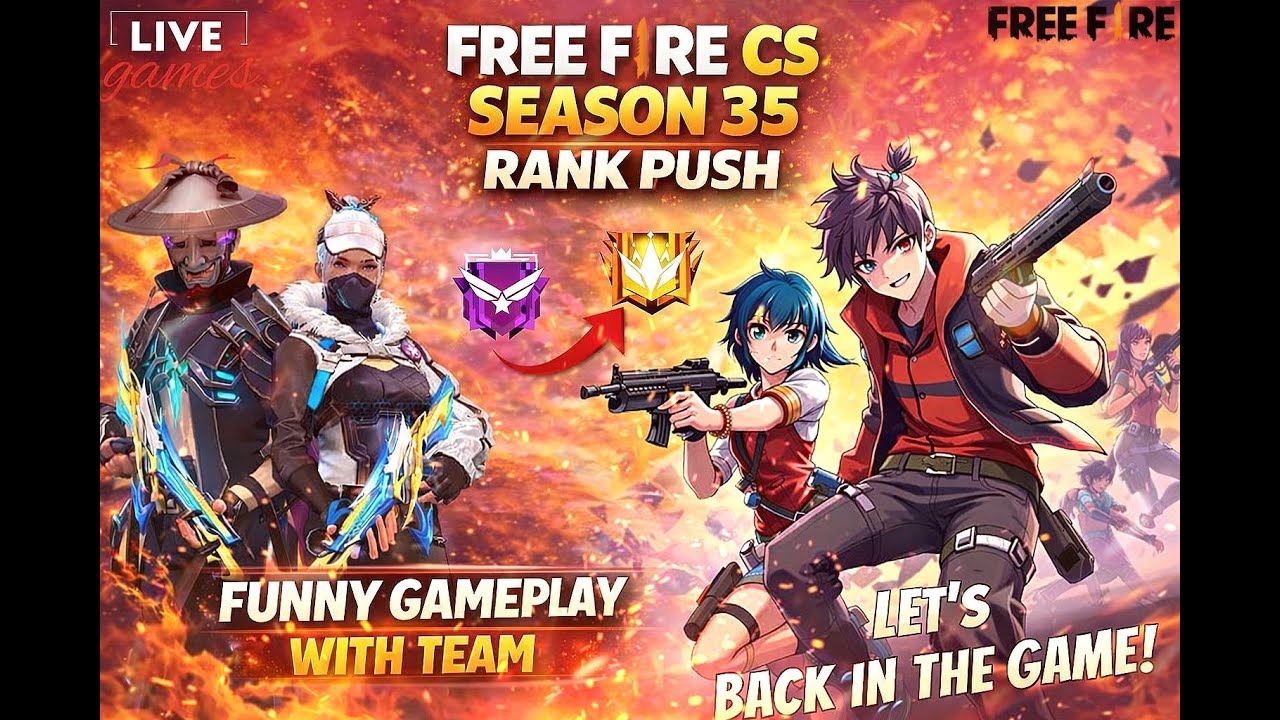 LIVE 🔴 | 🔥 FREE FIRE CS RANK SEASON 35 🔥 | RANK PUSH | Funny Gameplay ...