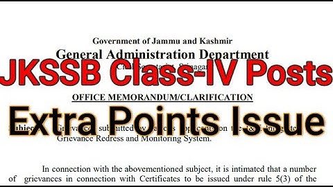 JKSSB ClassIV Posts || Extra Points Issue