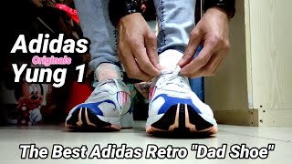 Adidas Yung-1 Crystal Whiteclear Orange-Collegiate Royal Retro Dad Shoe Unboxing And On Feet