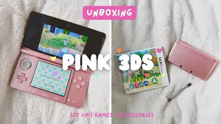 buying a pink 3ds in 2024 💗 set up \& accessories | ft. animal crossing new leaf gameplay