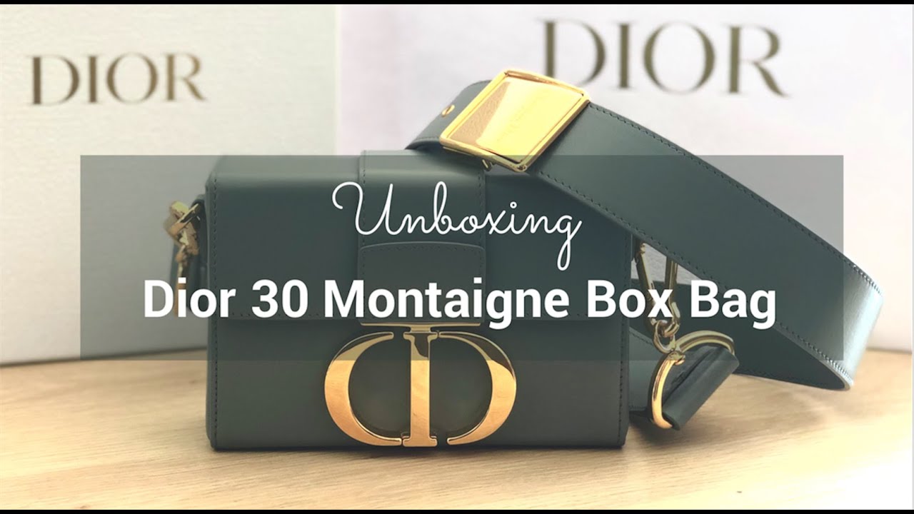 CHRISTIAN DIOR Box Calfskin 30 Montaigne Box Bag Gray 1283405