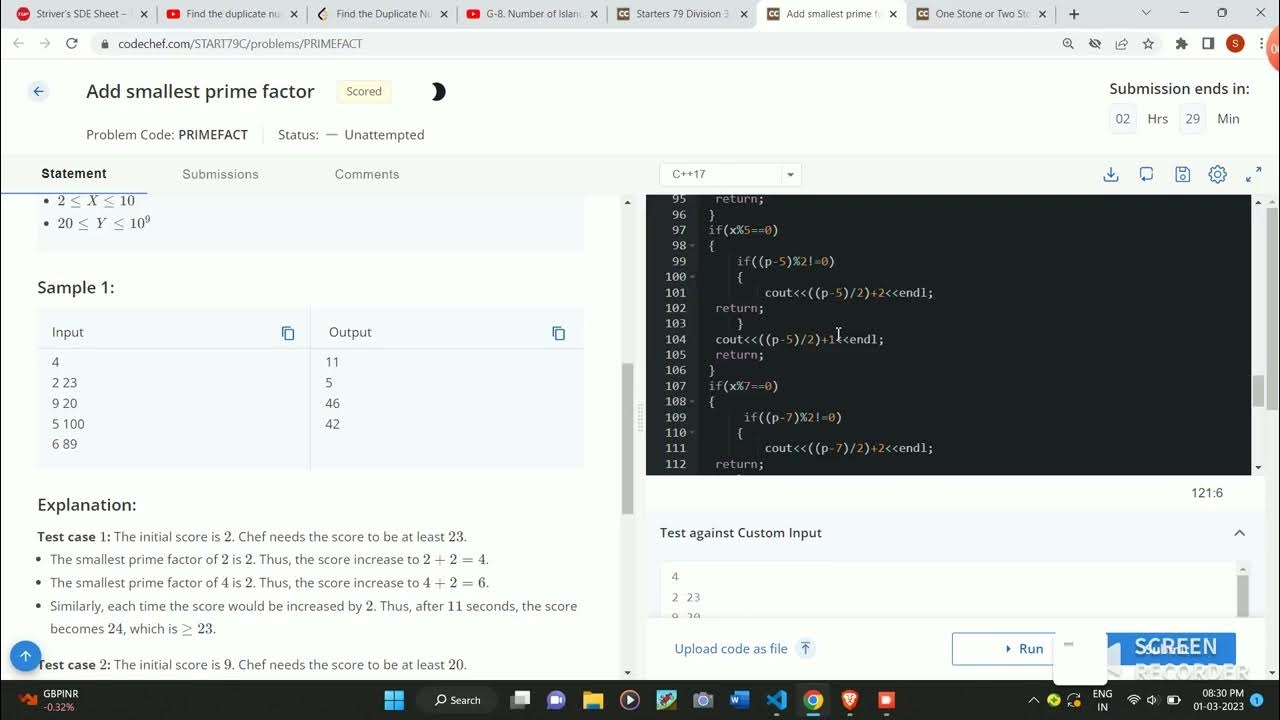 Add smallest prime factor codechef solution youtube