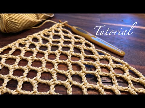 How to Crochet a Beautiful Diamond Mesh Pattern 🧶Easy Tutorial 🧶 Hækle mønster til smukt net 💎