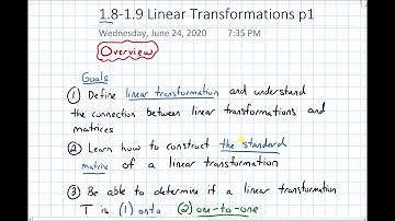 1.8-1.9 Linear Transformations--Overview (Video 1)