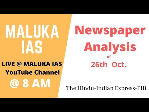 26th October 2020|The Hindu-Indian Express-PIB |Newspaper Analysis|Current Affairs UPSC CSE