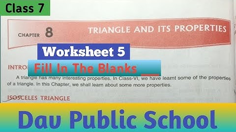 Dav Class 7 Maths Chapter 8 Worksheet 5 || Triangle And It