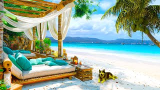 Morning Summer Jazz at Seaside Cafe Ambience ☕ Positive Bossa Nova Music & Ocean Waves for Relax