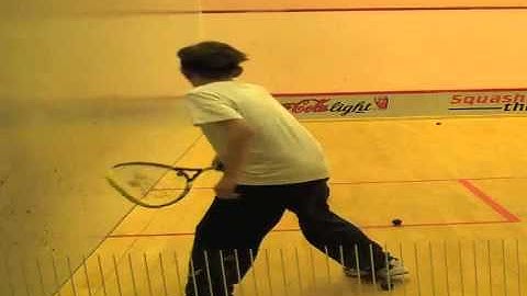 Squashcannon ballmachine drill: return of serve for beginner kids after the bounce off sidewall