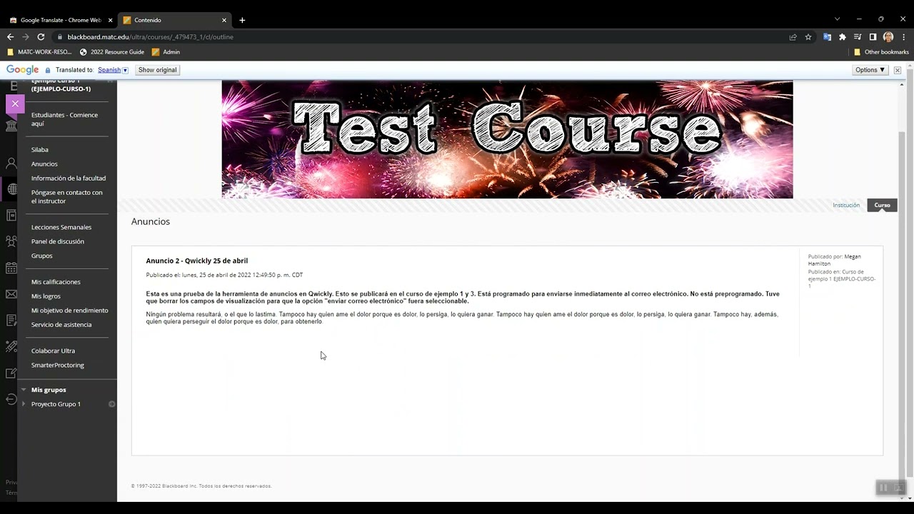 Using Google Translate to View Blackboard Pages in Other Languages