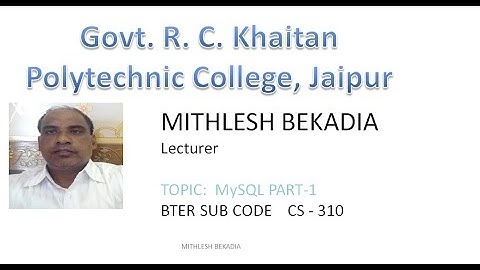 INTRODUCTION TO MYSQL MITHLESH BEKADIA CS 310
