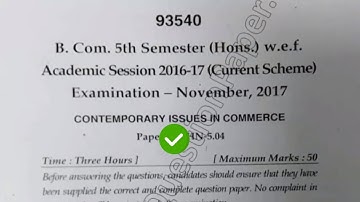 2017 Mdu BCom Hons 5th Sem Contemporary Issue in Commerce Question Paper #MduQuestionpaper