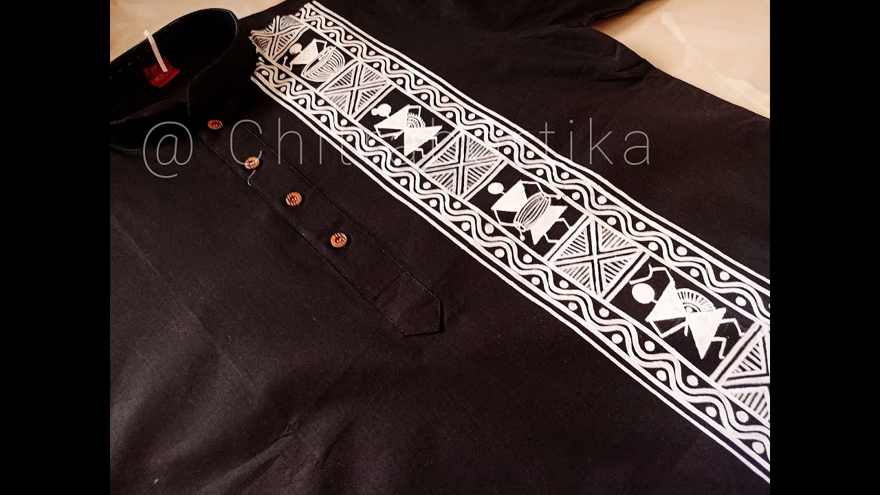 Fabric work on punjabi/Punjabi design with acrylic/How to make hand