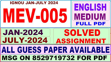 MEV 005 solved assignment 2024 / mev 005 solved assignment Jan / july 2024 / ignou PGDINDS mev 005