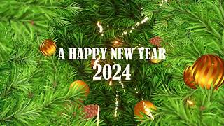 Happy New Year 2024 Premium Golden Wishes of New Year and Green Grass New Year 2024 Wishes