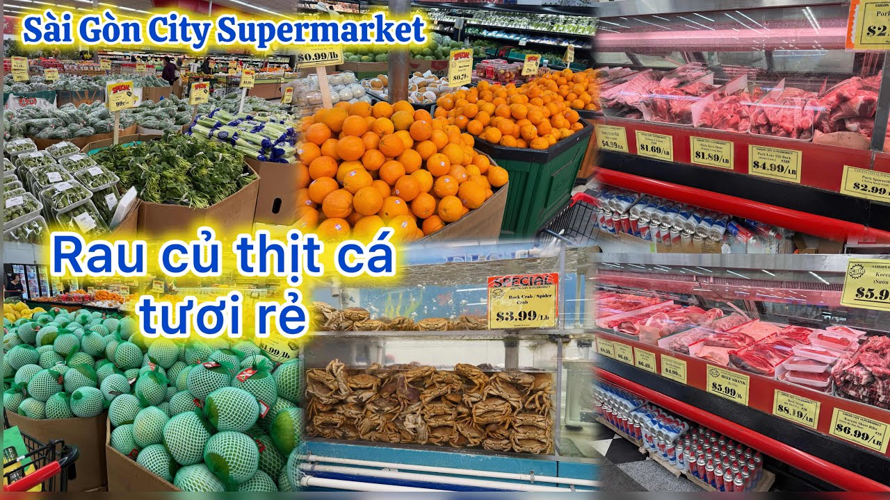 Rau củ thịt cá đang giảm giá rẻ ở Sài Gòn City Supermarket 