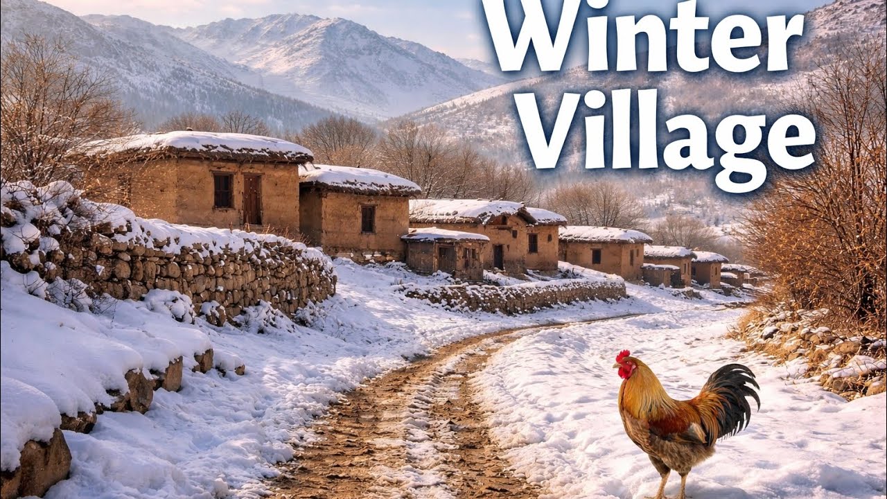 A Day in a Winter Village | Rural Life and Natural Sounds