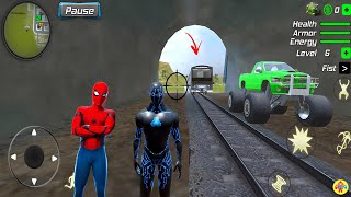 Süper Kahraman Örümcek Adam - Black Hole Ninja Rope Hero Train Vs Monter Truck#24 - Android Gameplay