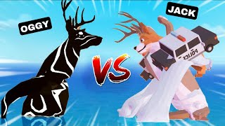 OGGY BECAME DEER VS GIANT DOG FIGHT IN DEEEER SIMULATOR!