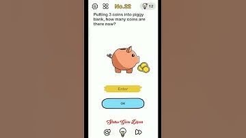 Brain Out Level -22 Putting 3 Coins into Piggy Bank,How many coins are there now?