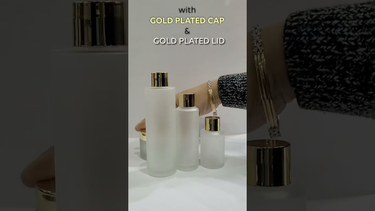 | ZENVISTA PACKAGING |  **PREMIUM FROSTED GLASS BOTTLE JAR WITH GOLD PLATED LID & CAP** |ZMG45|