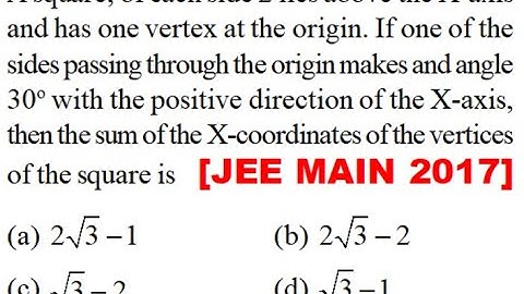 A squareof each side 2 lies above X-axis and has one vertex atorigin. If onesides passing through