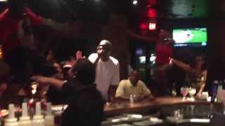 Reaction at Cheddar's #Game6 #NBAFinals #guystandingonbar