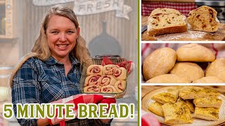 5 FAST breads I make from my 5-minute bread dough!