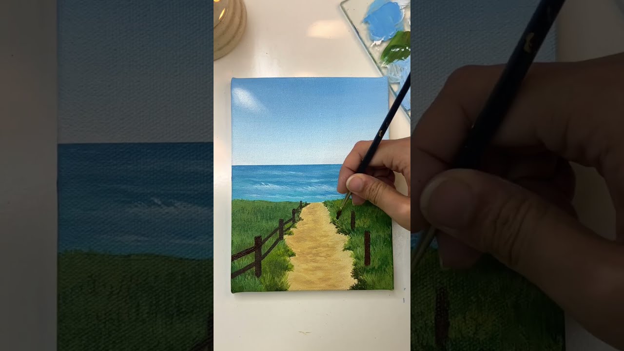 Pathway To The Ocean Seascape Painting Tutorial Acrylic For Beginners