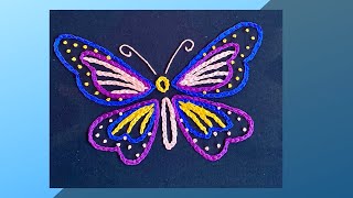 Beautiful and Elegant Satin Ribbon Embroidery | Butterfly Design | BJ Honeycomb