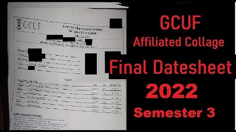 Final Date Sheet GCUF Affiliated Colleges and Sub campuses Final Exam 2022