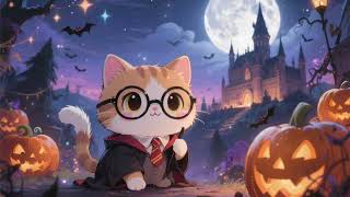 Kawaii wizard cat halloween wallpaper ♡ harry potter & hogwarts inspired cute desktop background