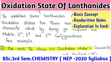 Oxidation State Of Lanthanides | F-Block Elements | BSc.3rd Sem. Notes | NEP-2020 Syllabus Notes 
